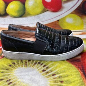 Black Crocodile Embossed Slip-On Casual Sneakers By Vionic